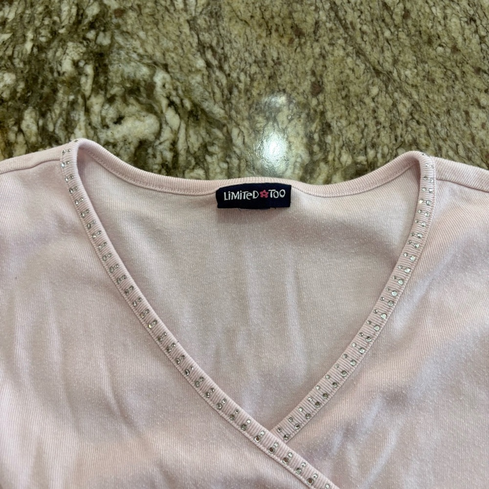 Limited Too Light Pink Long Sleeve Wrap Top - Picture 2 of 5